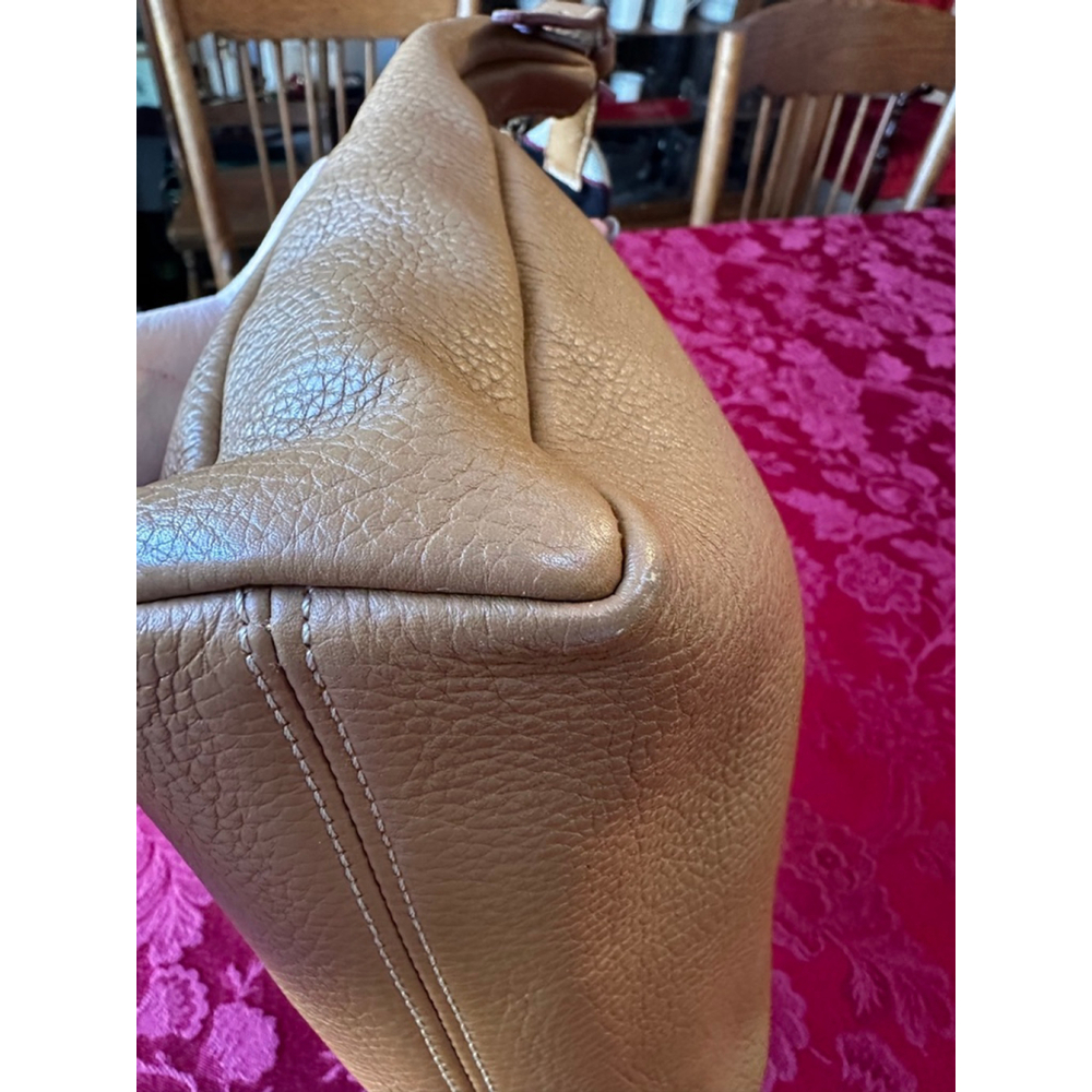 Burberry Tan Leather Shoulder Bag with Striped Strap - Picture 11 of 16